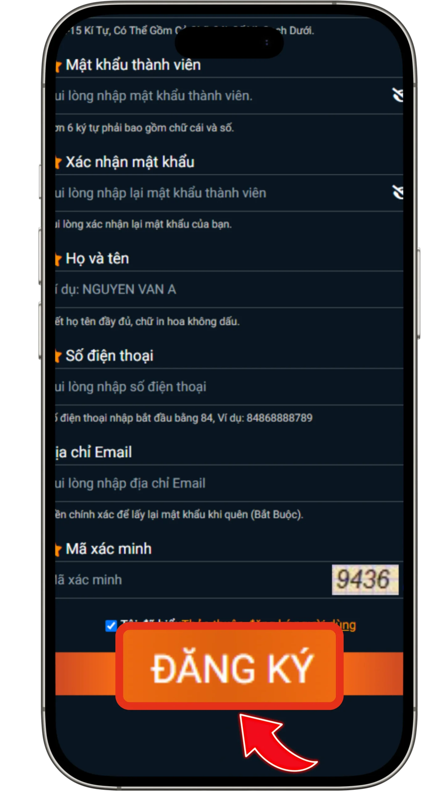 Điền thông tin cá nhận tại tài khoản new88